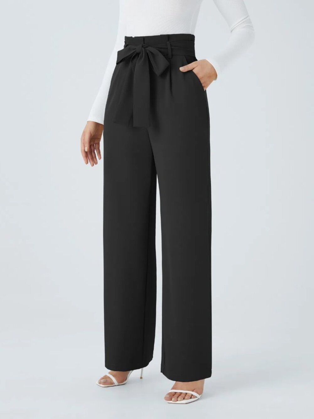 Halara XL Flex Paper Bag High Waisted Belted Pocket Wide Leg Work Pants 50% off